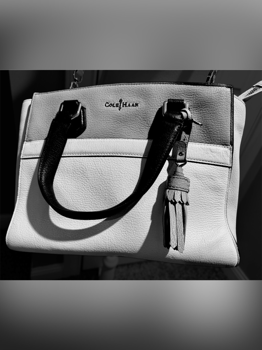 Cole Haan White, Grey Black Leather Bag